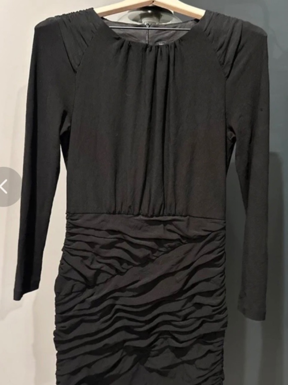 Zara Black Rouched Longsleeve Dress